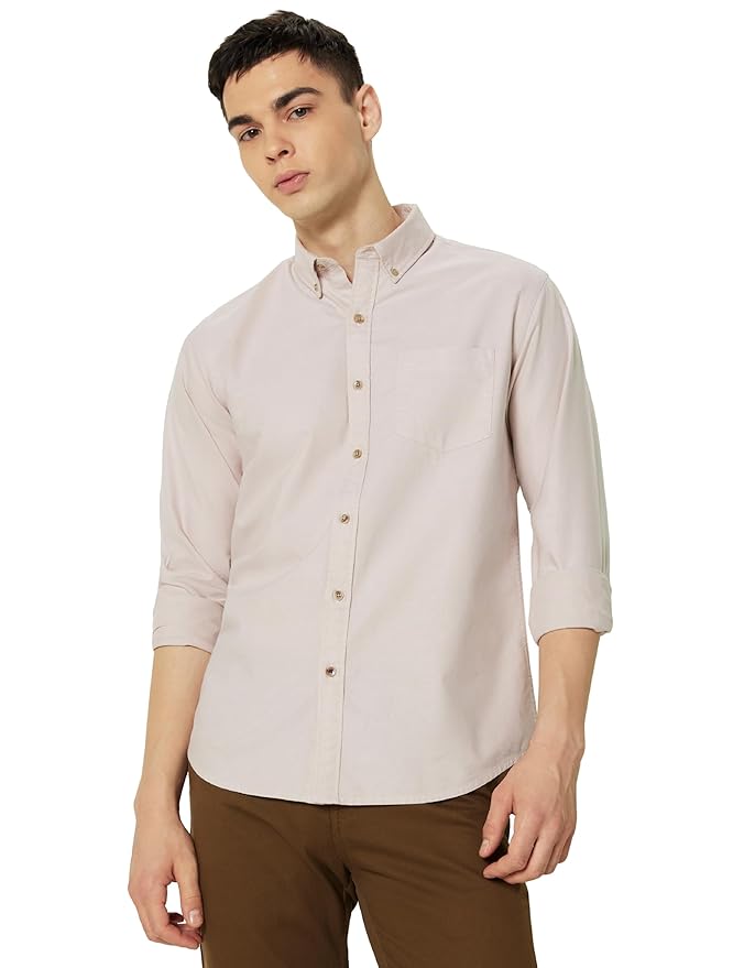Symbol Premium Men Stylish Solid All Day Fresh Buttondown Casual Shirt - Regular Fit | Plain | Full Sleeve | Cotton Semi Formal Wear (Available in Plus Size & Combo Pack)