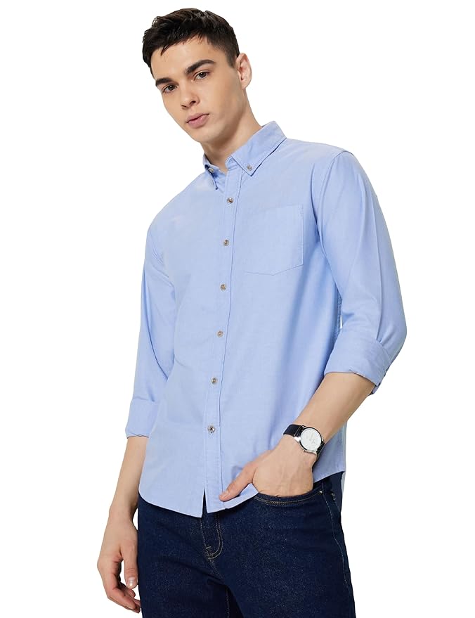 Symbol Premium Men Stylish Solid All Day Fresh Buttondown Casual Shirt - Regular Fit | Plain | Full Sleeve | Cotton Semi Formal Wear (Available in Plus Size & Combo Pack)