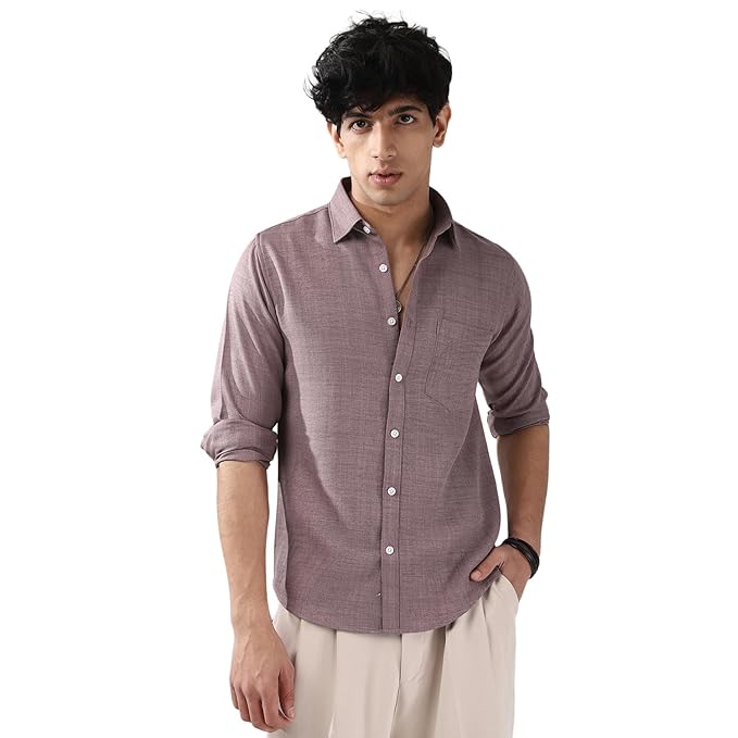 Urbano Fashion Men's Linen Blend Full Sleeve Relaxed Fit Casual Solid Shirt