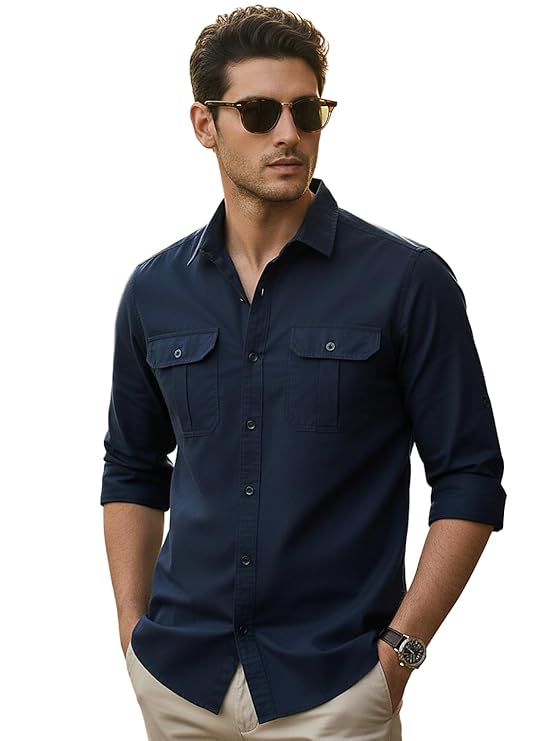 Urbano Fashion Men's Cotton Full Sleeve Regular Fit Casual Solid Shirt