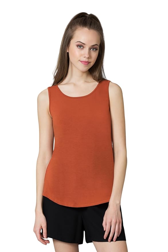 Van Heusen Women Solid Cotton Lounge Tank Top - Comfort Fit, Scoop Neck, Sleeveless