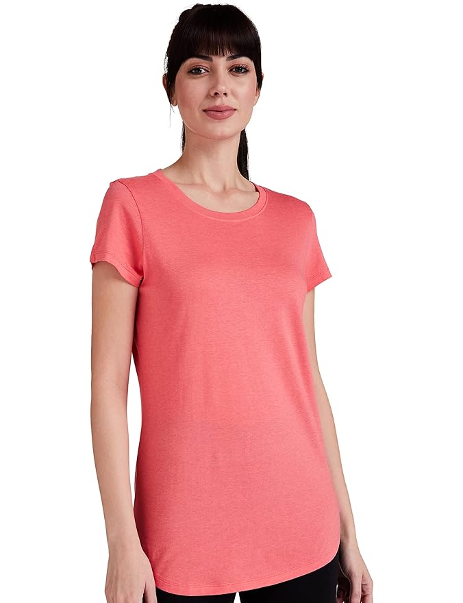 Van Heusen Women Lounge T-Shirt - Modal Cotton - Round Neck, Short Sleeve, Superior Drape, Long Length, Ultra Soft