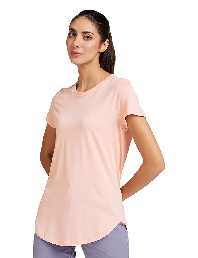 Van Heusen Women Lounge T-Shirt - Modal Cotton - Round Neck, Short Sleeve, Superior Drape, Long Length, Ultra Soft