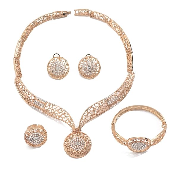 Shining Diva Fashion Bracelet Ring Earrings Combo Necklace Jewellery Set for Women Latest Stylish Design Fancy Crystal (16989s)