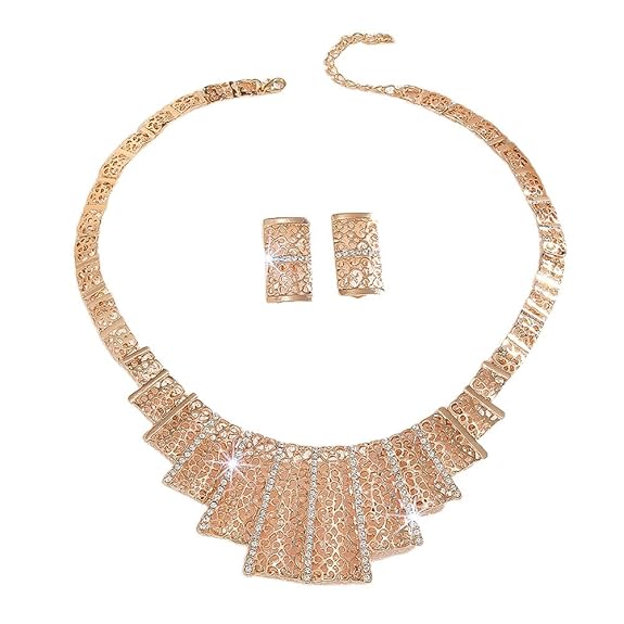 Shining Diva Fashion Crystal Earrings Necklace Jewellery Set for Women Latest Stylish Design Fancy (17062s)