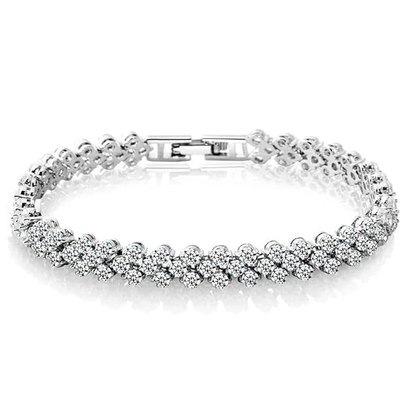 Shining Diva Fashion Platinum Plated Crystal Bangle Bracelet for Women and Girls (14677b)