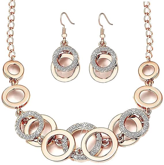 YouBella Jewellery Sets for Women Crystal Studded Necklace Jewellery set Bracelet with Earrings For Girls/Women
