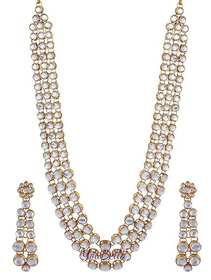 YouBella Jewellery Sets for Women Gold Plated Kundan Traditional Necklace Set for Women Jewellery Set with Earrings for Girls/Women