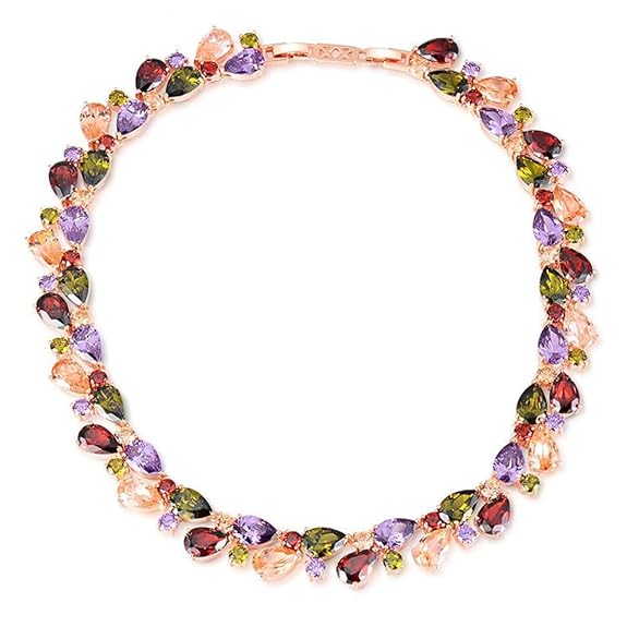 YouBella Jewellery Stylish AAA Swiss Zircon Multicolor Necklace Jewellery for Women and Girls
