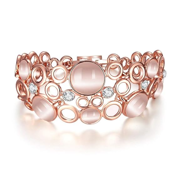 YouBella Jewellery Bracelets for Women Stylish Rose Gold Plated Crystal Bracelet Bangle Jewellery for Girls and Women