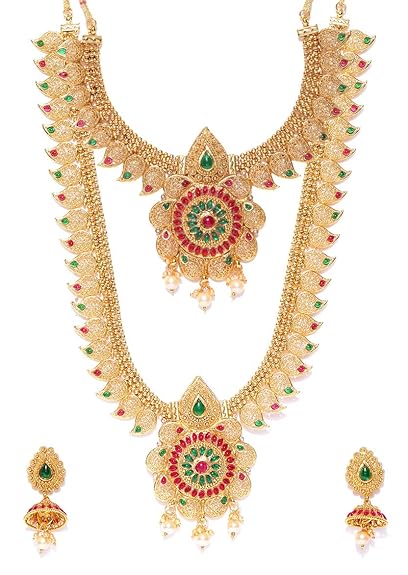 YouBella Jewellery Sets for Women Gold Plated Combo of Two Traditional Necklace Set for Women Jewellery Set with Earrings for Girls/Women
