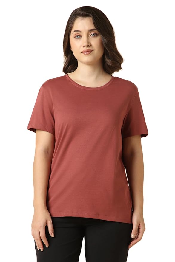 Van Heusen Women's Cotton Relaxed Fit Lounge T Shirt - Relax Fit, Round Neck, Short Sleeves