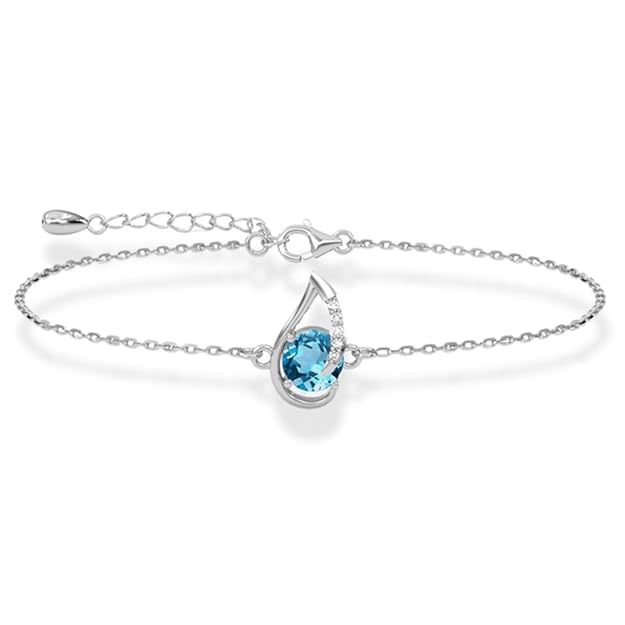 Clara 925 Sterling Silver Sky Blue Eye Pendant Earring Chain Bracelet Ring Jewellery Set| Rhodium Plated, Swiss Zirconia | Gift for Women & Girls