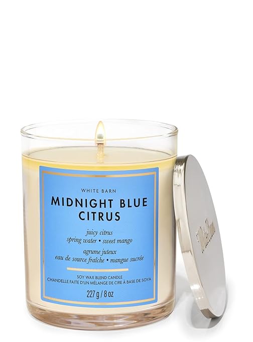 Bath and Body Works Midnight Blue Citrus Single Wick Candle | 227 g / 8 oz | Single Wick Candle| Fruity Fragrance