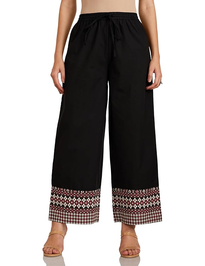 Amazon Brand - Myx Women Cotton Relaxed Fit Palazzo (Available in Plus Sizes)