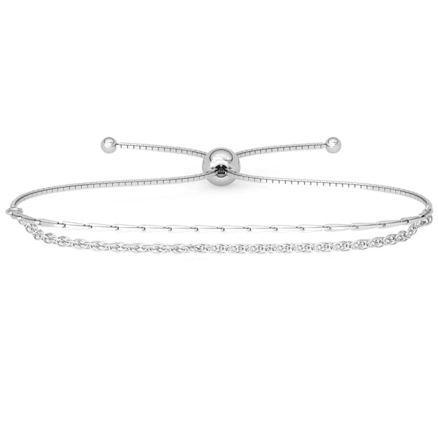 Clara 925 Pure Silver Double chain Bracelet | Adjustable, Anti Tarnish | Gifts for Women and Girls
