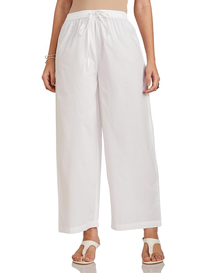 Amazon Brand - Myx Women Cotton Relaxed Fit Palazzo (Available in Plus Sizes)