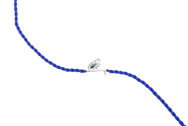 Clara 925 Sterling Silver Krishna Rakhi with Roli Chawal for Bhai Brothers | Gift for Men & Boys on Rakshabandhan