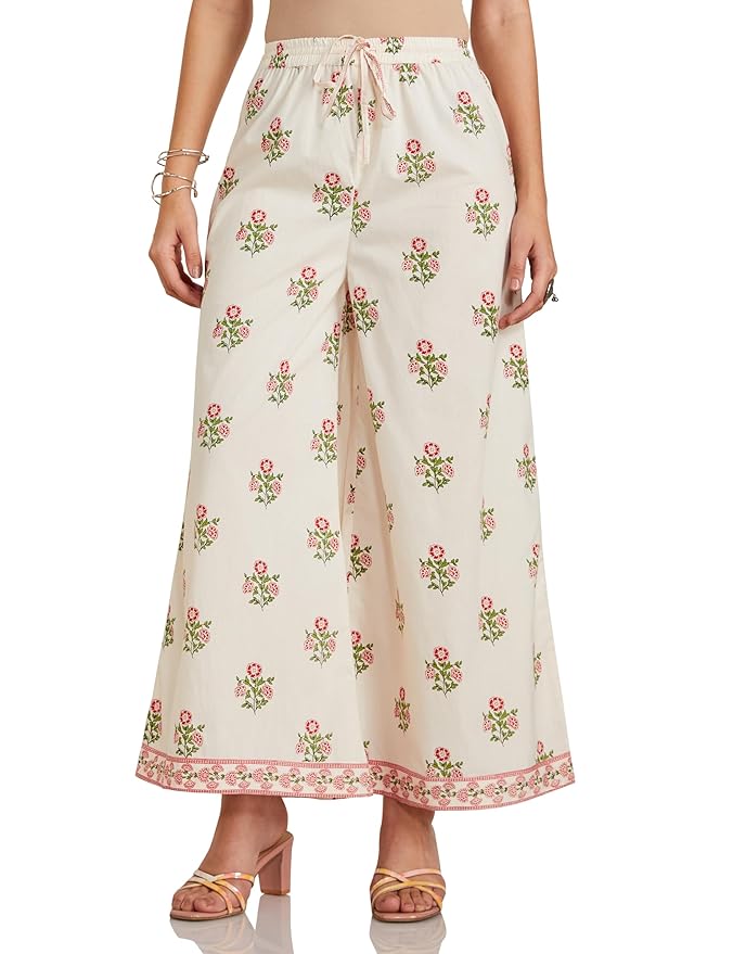 Amazon Brand - Myx Women Relaxed Cotton Flared Palazzo (Available in Plus Sizes)