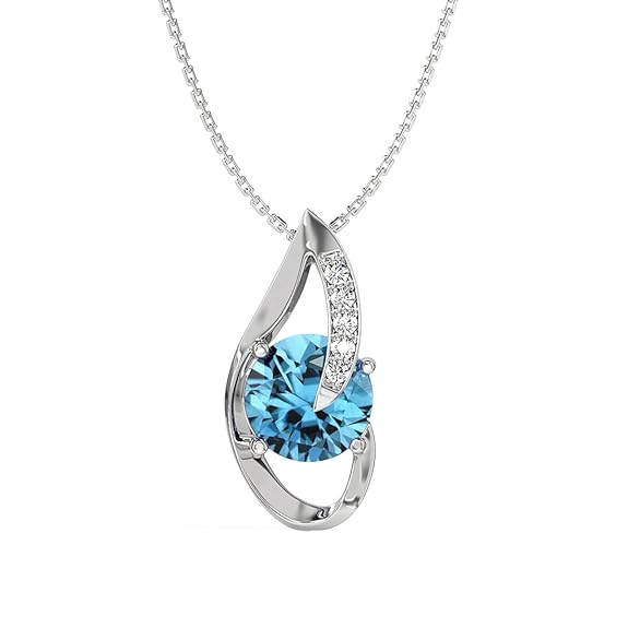 Clara 925 Sterling Silver Sky Blue Eye Pendant Earring Chain Bracelet Ring Jewellery Set| Rhodium Plated, Swiss Zirconia | Gift for Women & Girls