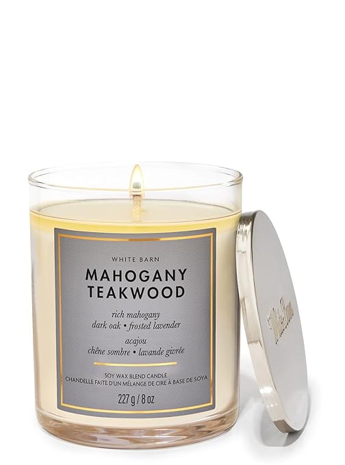 Bath and Body Works Mahogany Teakwood Single Wick Candle | 227 g / 8 oz | Single Wick Candle| Woodsy Fragrance
