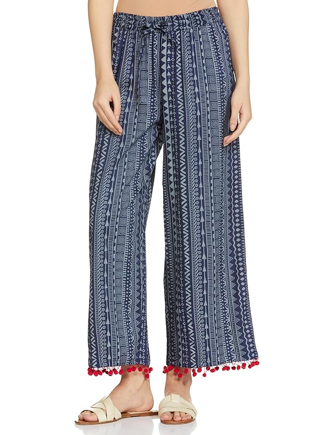 Amazon Brand - Myx Women Relaxed Cotton Flared Palazzo (Available in Plus Sizes)