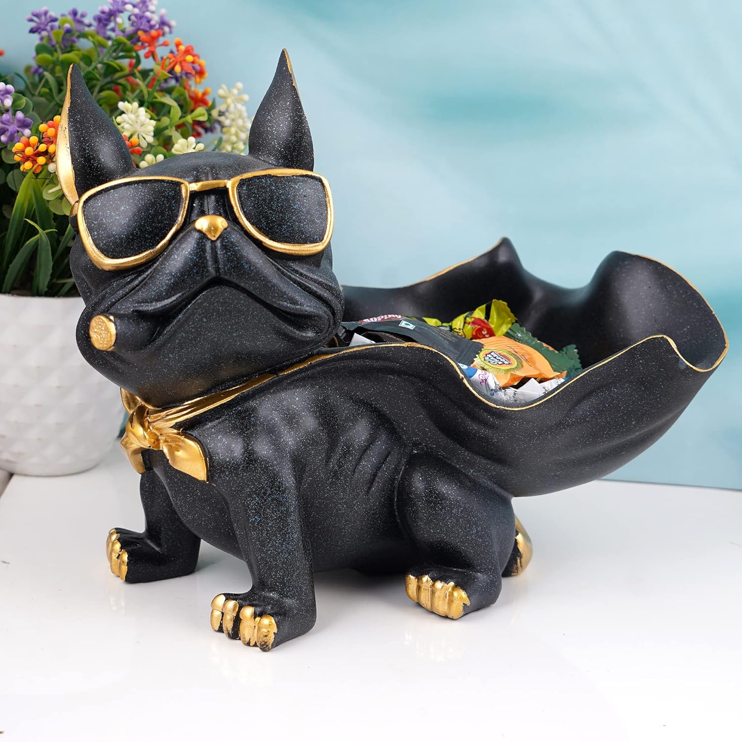 ZART Cool Dog Showpiece for Home and Office Decor (Multicolor), Resin