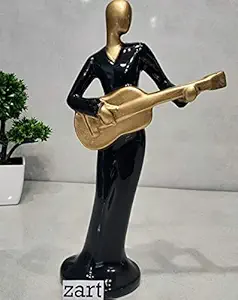 zart Resin Guitar Showpiece For Home Decor, Black, Pack of 1