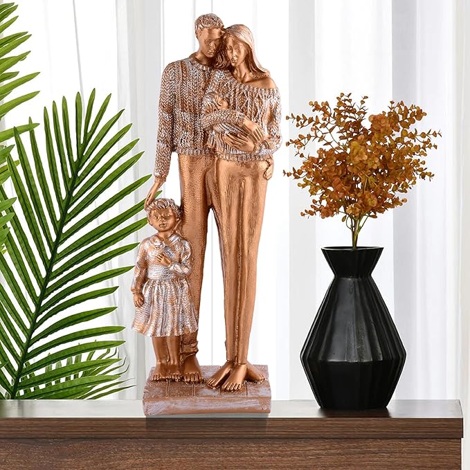 zart Resin Love Family Couple Showpiece for Home Decor Showpiece & Perfect for Home Shelves Decor Showpiece Golden, 15L x 10W x 19H Centimeters