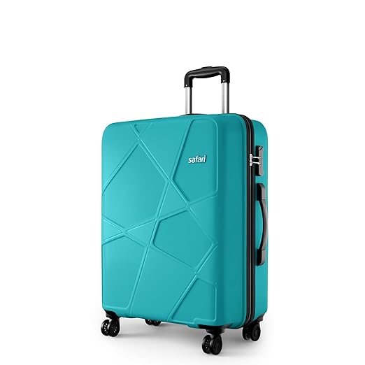 Safari Large Pentagon Pro 8 Wheels Spinner 75Cm Size Checkin Trolley Bag, Hard Case Polypropylene 360° Wheeling Luggage for Men & Women, Travel Bag, Suitcase for Travel, Trolley Bags for Travel, Cyan