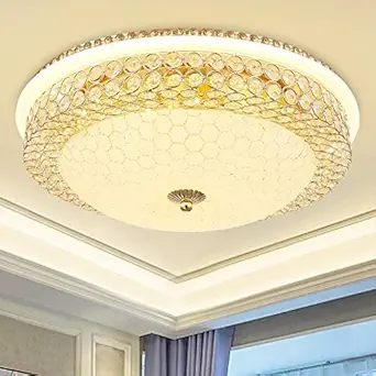 swanart Elegant Crystal Chandelier Ceiling Light - Stunning 16-inch Fixture with Color Changing LED Lights Ideal for Living Rooms, Dining Areas or bedrooms