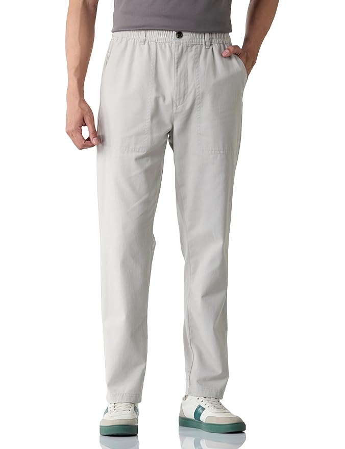 Amazon Brand - Symbol Men Relaxed Casual Trouser (Fully Elasticated Waistband | 100% Cotton | Pants)
