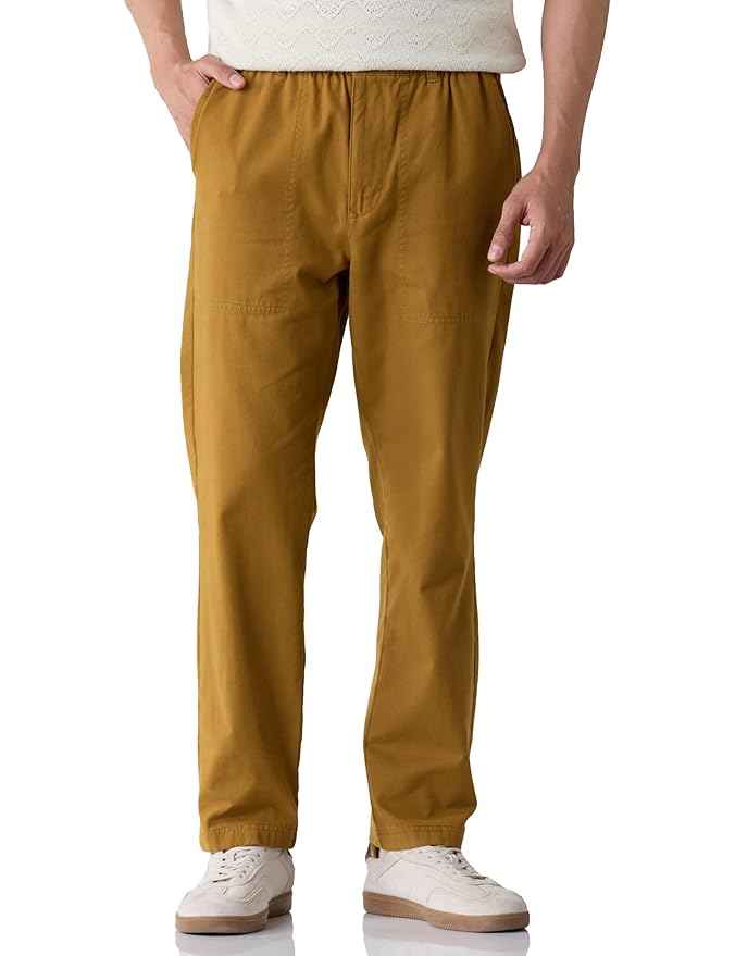 Amazon Brand - Symbol Men Relaxed Casual Trouser (Fully Elasticated Waistband | 100% Cotton | Pants)