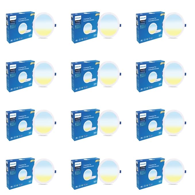Philips 15W 3in1 Round AstraGlow Pro LED Ceiling Light | Slim Surface Panel for Home & Office | Energy Efficient Bright LED Fixture | Pack of 12