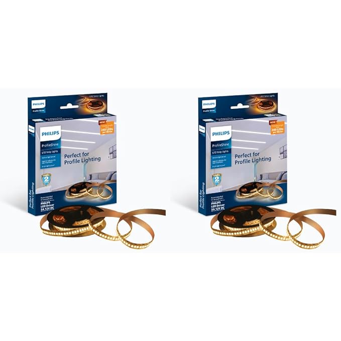 Philips Polycarbonate LED Profile Light for Ceiling|5-Meter LED Strip Light for Home Decoration|Profile Shine, Warm White|Pack of 2 (Driver Required Separately)
