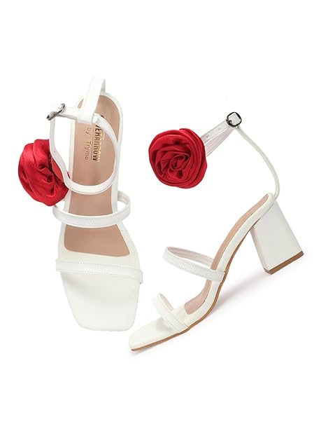 SilverArrow womens Rebel Block Heel Sandals | Rose Design | Fusion Wears | Fashion Sandals