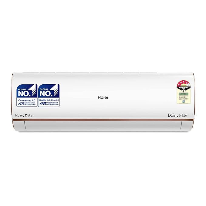 Haier 1 Ton 4 Star, WiFi, Inverter Split AC (Copper, Convertible 7 in 1 Cooling Modes, Antibacterial, HSU13K-PYFR4BE-INV, White)