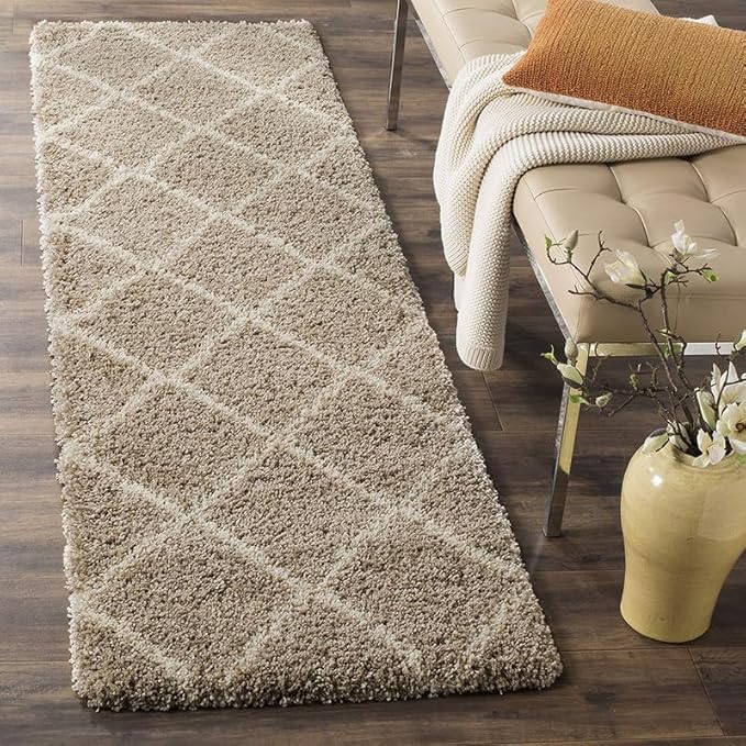 Premium Shaggy Floor Carpet – Ultra Soft Fluffy Rug for Living Room, Bedroom & Bedside | Modern Plush Area Carpet for Home [2x5 Feet, Beige Box