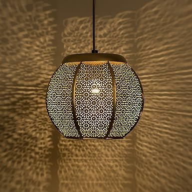 Homesake® Moroccan, Hanging Pendant Light (Gold Round)