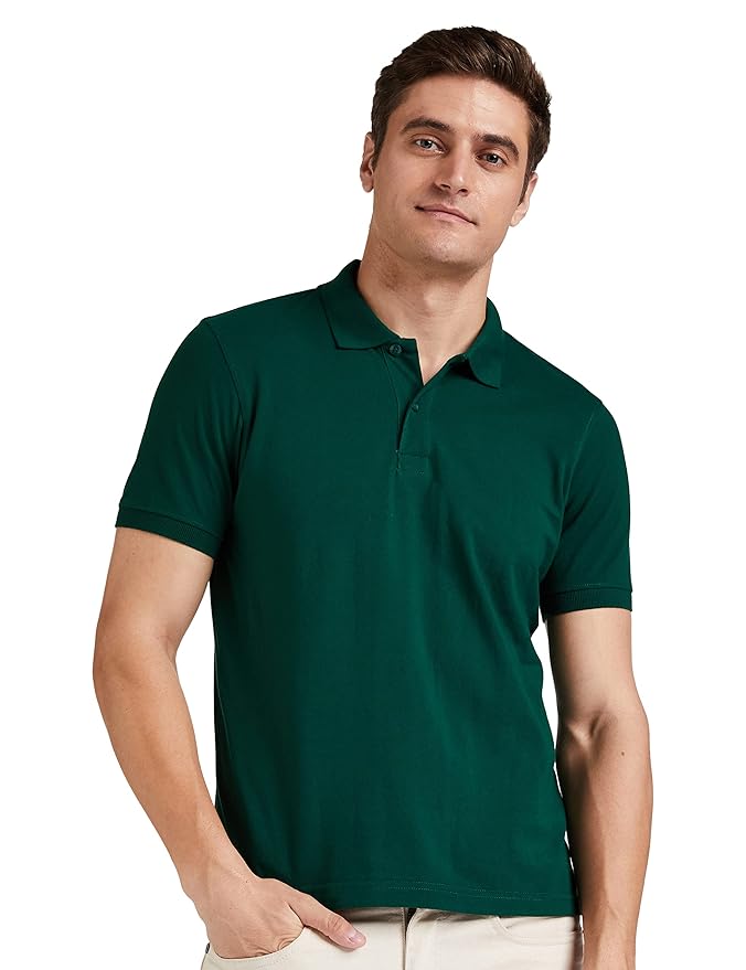 Amazon Brand - Symbol Men's Cotton Rich Solid Polo Tshirt | Collar Tshirts | Half Sleeves | Plain-Regular Fit (Available in Plus Sizes and Combo Pack of 2)