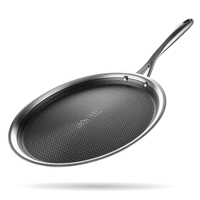 Stahl Artisan Hybrid Triply 28 cm Dosa Tawa | Dosa Tawa with Induction Base | Non Stick Pan, Stainless Steel Scratch Resistant Dosa Tava