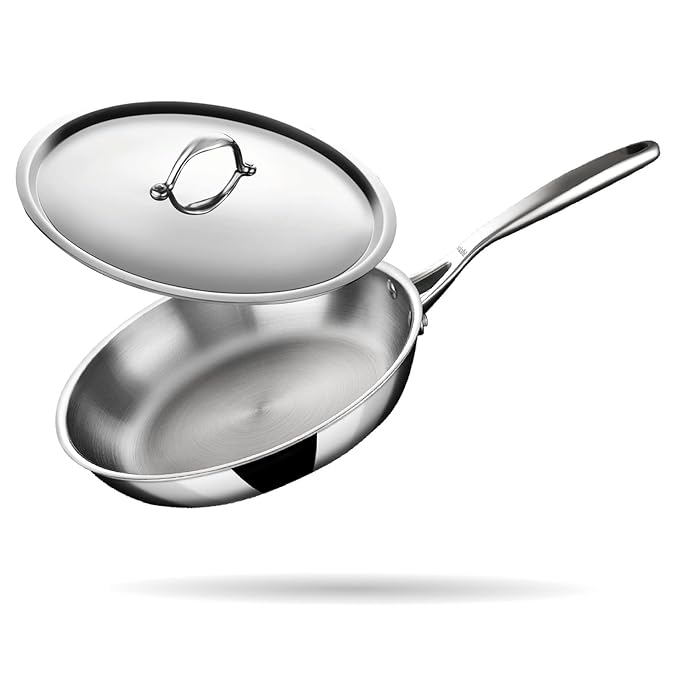 Stahl Artisan Triply 2 L, 24 cm Stainless Steel Fry Pan with Lid, Induction & Gas Stove Compatible Frying Pan, Omelette Pan, Egg Pan