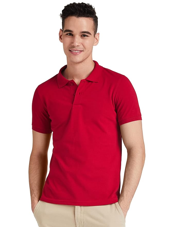 Amazon Brand - Symbol Men's Cotton Rich Solid Polo Tshirt | Collar Tshirts | Half Sleeves | Plain-Regular Fit (Available in Plus Sizes and Combo Pack of 2)