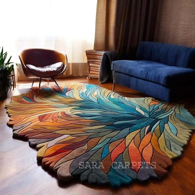 Premium Hand Tufted Woollen Carpets 1 inch Thickness for Living Room Bedroom. Hall Size 4 x 6 feet (120X180 Cm) Multi A22