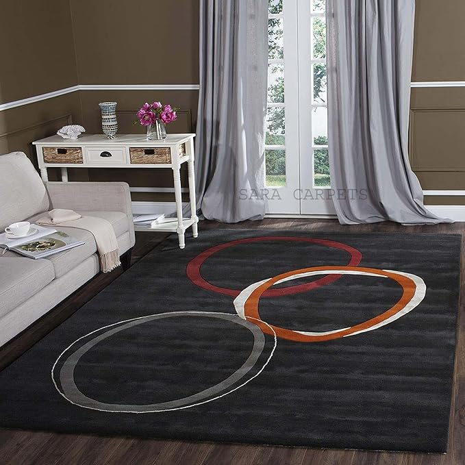 Export Quality Handmade Tuffted Blended Pure Woollen Carpet for Living Room Bedroom Size 3 x 5 feet (90X150 Cm) Multi
