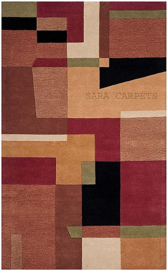 Export Quality Handmade Tuffted Blended Pure Woollen Carpet for Living Room Bedroom Size 6 x 9 feet (180X270 Cm) Multi