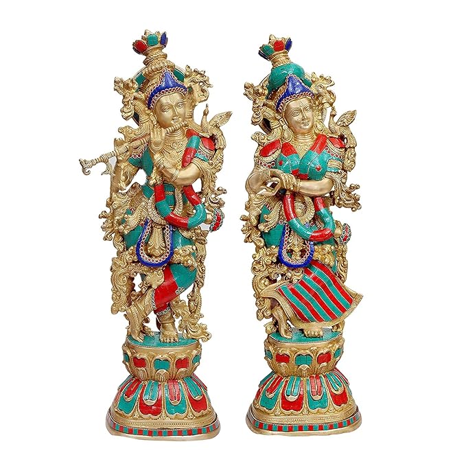 Amazon Brand - Umi Pair of Large Radha Krishna Murti Statue Idol for Home Office, Height :- 29 inches