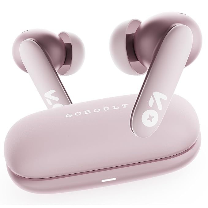 GOBOULT Y1 v2.0 Ear Buds Wireless with 60H Playtime, Zen Quad Mic ENC, 45ms Low Latency, Touch Contorl, Dual Device Pairing, Bluetooth 6.0, 13mm Driver Earbud TWS Wireless Earphone (Electric Pink)