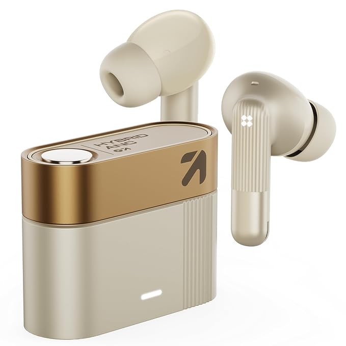 GOBOULT Earl TWS Earbuds with Hybrid ANC (Upto 50dB), 10mm Dual Drivers, Upto 50H Playtime in Ear Earbuds, App Support, Spatial Audio, IPX5, Dual Device Pairing, TWS (Ivory White) (Ivory White)