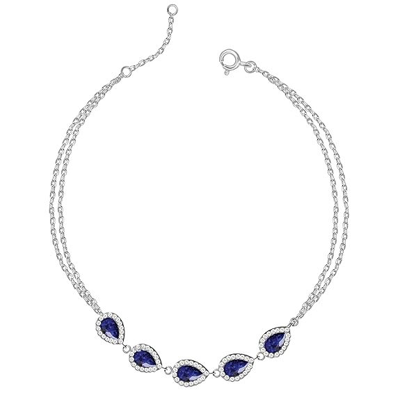 GIVA 925 Silver Royal Blue Drop Bracelet, Adjustable Gifts for Girlfriend, Gifts for Women & Girls| With Certificate of Authenticity and 925 Stamp | 6 Month Warranty*